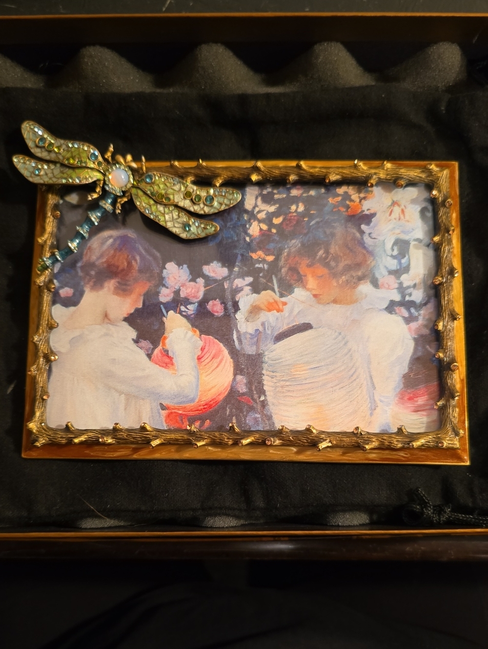 Jay Strongwater Jeweled Dragonfly Branch Frame John Singer Sargent Art Box - Picture 1 of 6